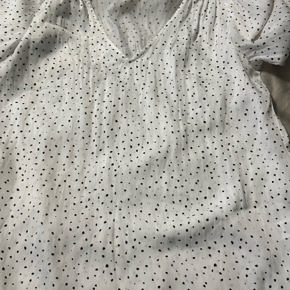 Maison d' Amelie White Polka Dot V-Neck Blouse- Paris